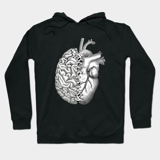 Half brain half heart, right balance between brain and heart, tied, laces, ribbon for tying Hoodie by Collagedream